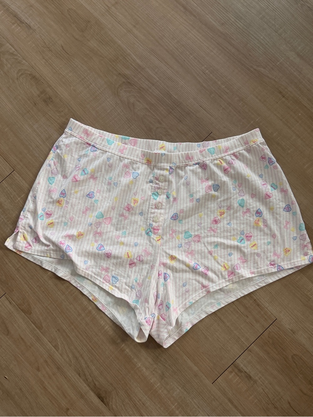 LoveShackFancy White Pastel Heart Print Pajama Shorts